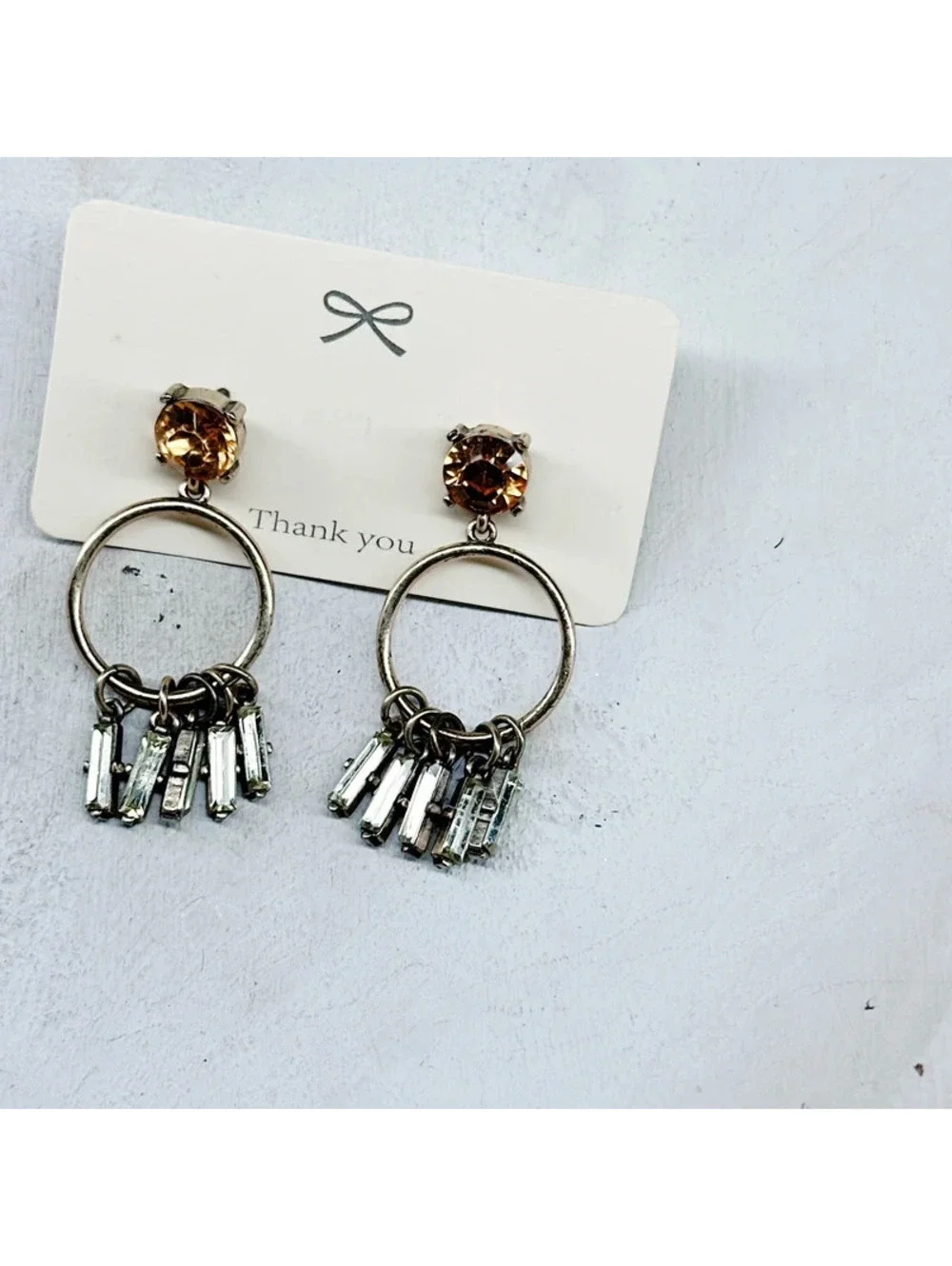 324u. Bronze Orange Bling Chandelier Earrings